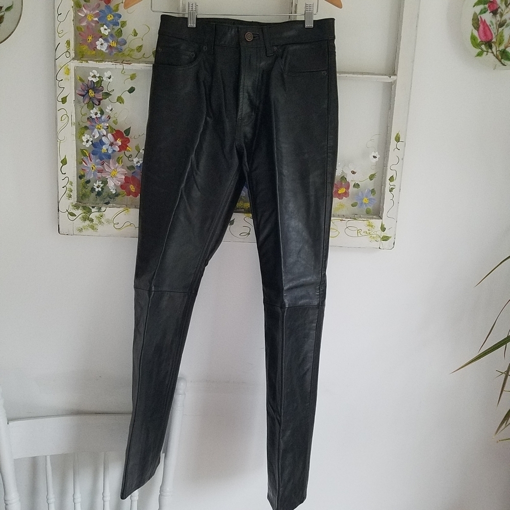GAP Vintage  Y2k  Black Genuine Leather Pants
